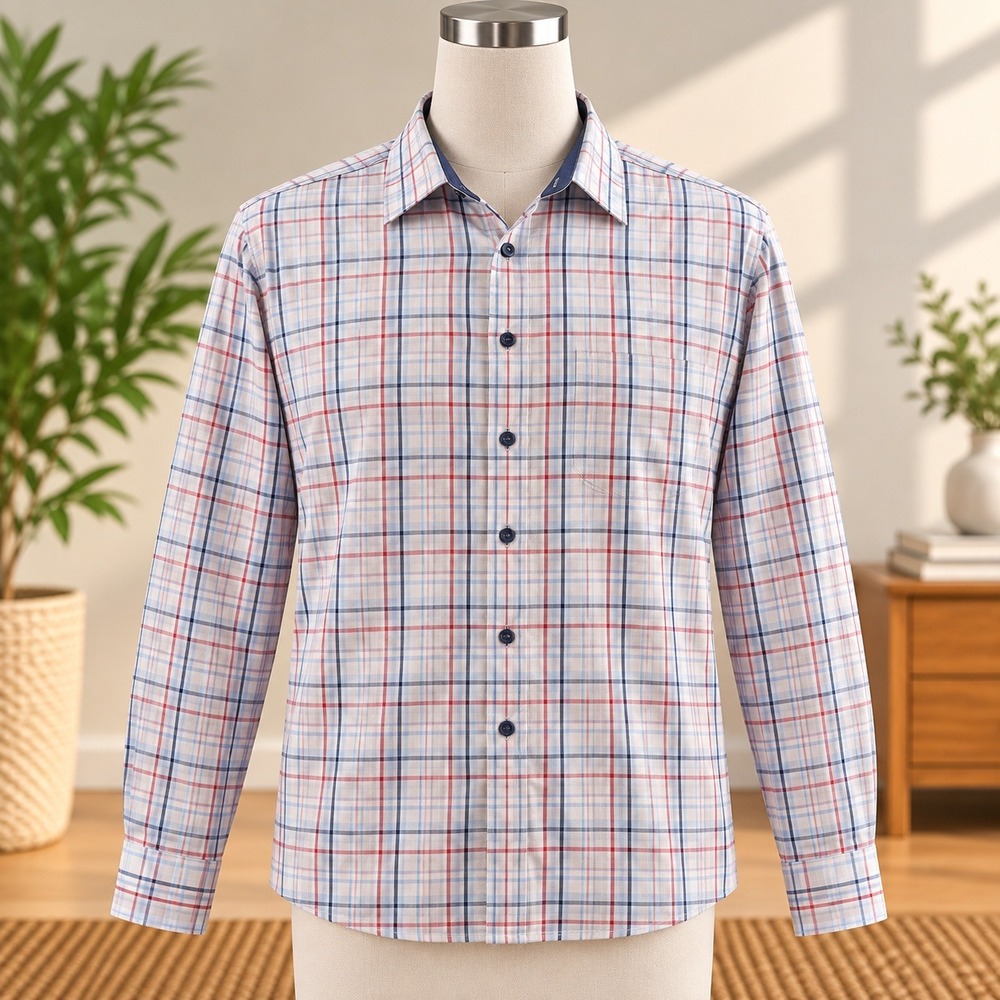 Tasso Elba Button Down Shirt Mens XL Blue Plaid Long Sleeve Casual